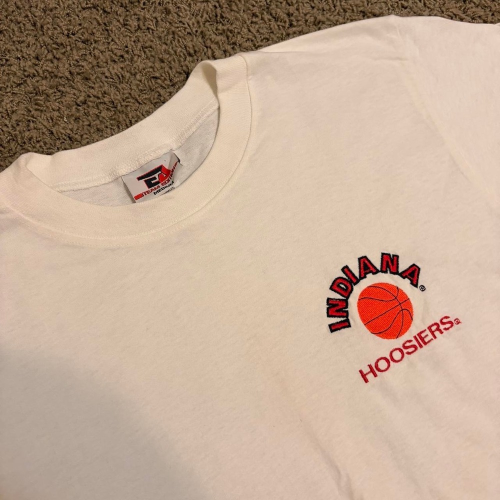 Vintage‎ Team Edition Indiana Hoosiers Embroidered Basketball Tee White Mens M